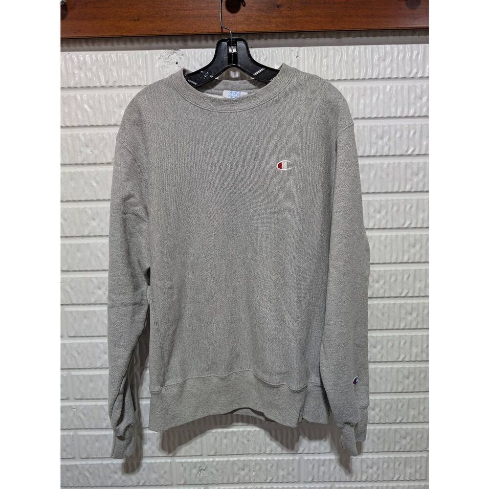 Champion Women's Iconic Gray Long-Sleeve Crew-Neck Pullover Sweatshirt Size M